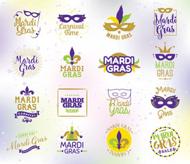 Mardi Gras typography set. © pavector