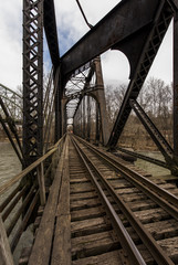 Skewed Whipple through truss Railroad Bridge over Shenango River in Pennsylvania