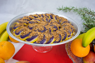 Purple Yam cake sweets Christmas display Philippines foods