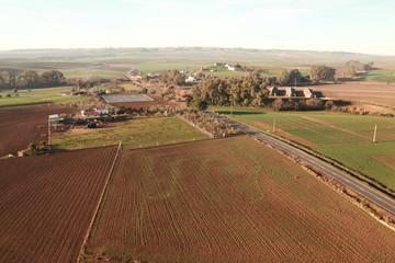 Fototapeta na wymiar Aerial view of fields and farmland taken from a hot air balloon