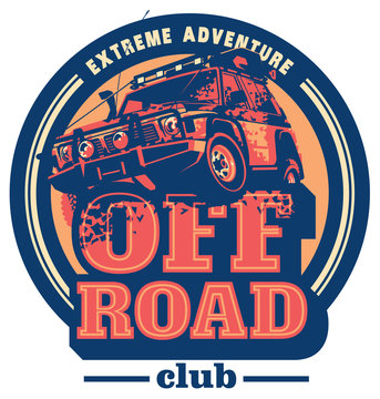 Off-road car logo, safari suv, expedition offroader.