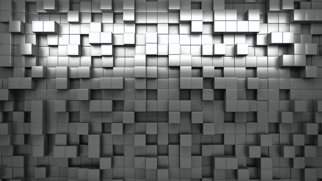 3D rendering. Black and white extruded cubes. Abstract background. Loop.