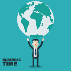 Successful businessman with Earth globe