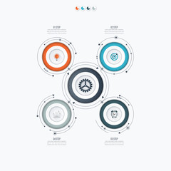 Infographics template four options with circle