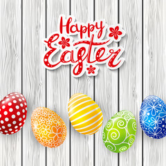 Easter greeting card with color eggs 