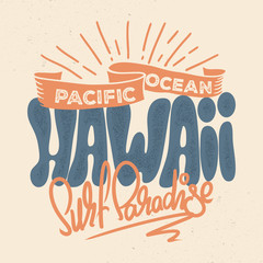 T-shirt design of Hawaii in retro style