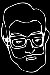 vector sketch of the face of an adult male with a beard wearing