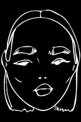 vector sketch of the face of a beautiful young girl