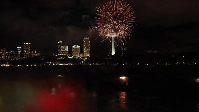 Cinemagraph  firework at night in the Niagara Falls 