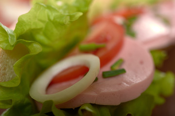 sausages with vegetables closeup