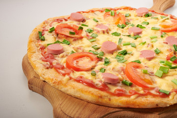 appetizing pizza on a white background