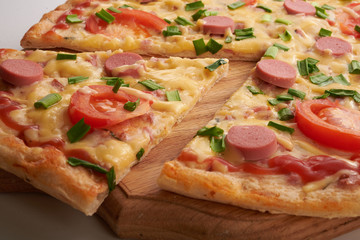 appetizing pizza on a white background