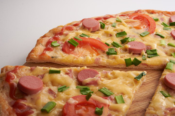 appetizing pizza on a white background