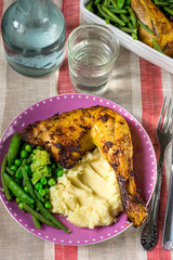 Roasted chicken legs with adjika and tomato sauce