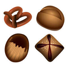 Set of bakery products