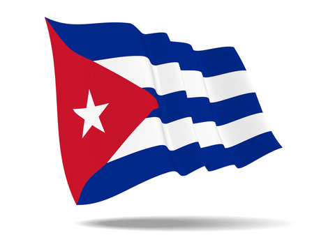 illustration Republic of Cuba flag waving Isolated on White Background,vector