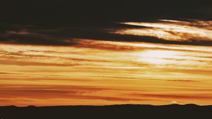 Beautiful Sunset Cloudy Sky Over Mountains