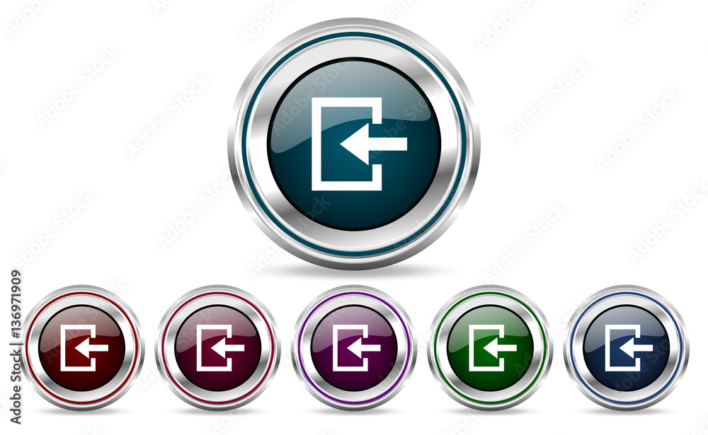 Fototapete Enter silver metallic web and mobile phone set of vector icons isolated on white background in eps 10.