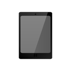 realistic black electronic technology device with empty screen. tablet smartphone modern digital gadget isolated on white background, mockup template. Vector illustration EPS10.