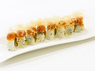 Sushi rolls plated