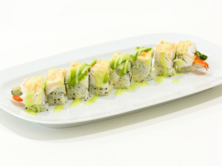 Sushi rolls plated