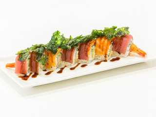 Sushi rolls plated