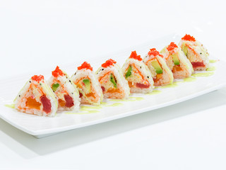 Sushi rolls plated
