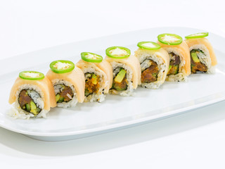 Sushi rolls plated