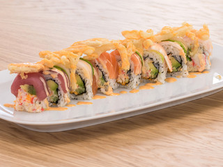 Sushi rolls plated