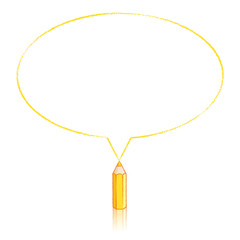 Yellow Pencil Drawing Oval Speech Balloon