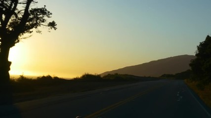 sunset light california famous road trip ocean bay panorama 4k usa

