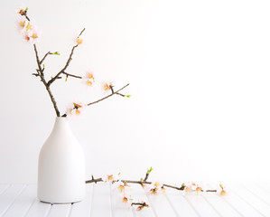 Vase with cherry blossom
