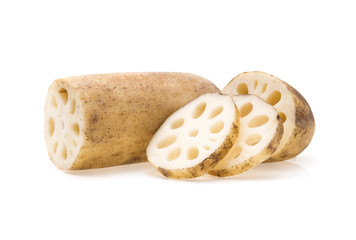 Lotus root isolated on white background