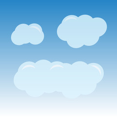 Vector cartoon blue cloudy sky. Cloudscape background illustrati