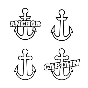 Anchor icons. Vector boat anchors isolated on white background f