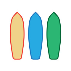 Color surfboard set. Sea extreme sport pattern