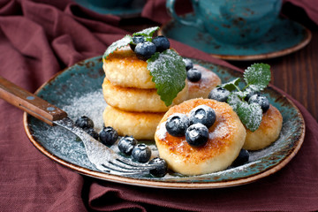 Cottage cheese pancakes   with blueberry