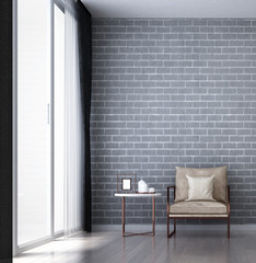 the interior design of brick wall living room