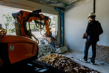 Robot Equipment is destroying the walls of the house