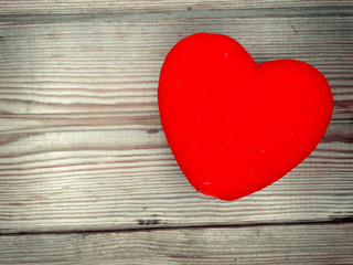 red heart love valentine's day on wooden background