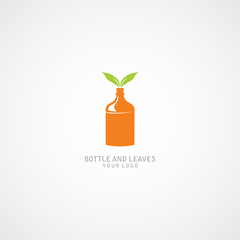 Fototapeta na wymiar Bottle and Leaves Logo