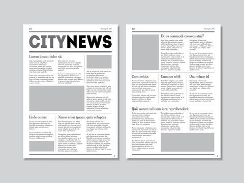 Newspaper City News with Headers. Vector