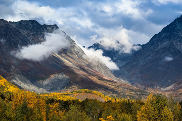 Dramatic fall landscape, Hatcher Pass, Talkeetna Mountains, Alaska 
