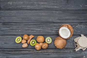 walnuts with kiwi and coconut