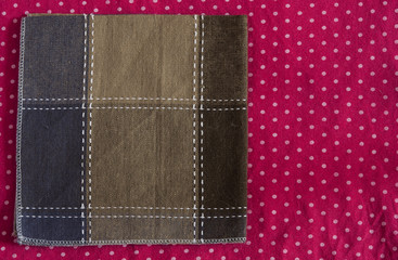 colorful apkin on wood plank background