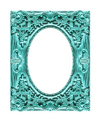 Antique picture blue frame isolated on white background, clippin