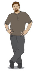 Fototapeta premium Man is standing in casual pose looking toward the viewer
