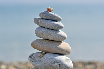 Stack of pebbles on beach