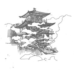 Asian pagoda sketch