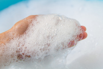bubble foam in hand